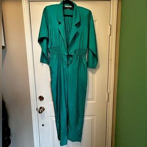 Vintage 80s Turquoise Jumpsuit by Joan Walters